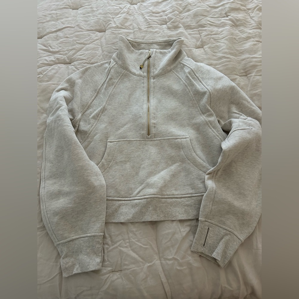 Lululemon Scuba oversized funnel neck half zip heathered gray M/L shorter length